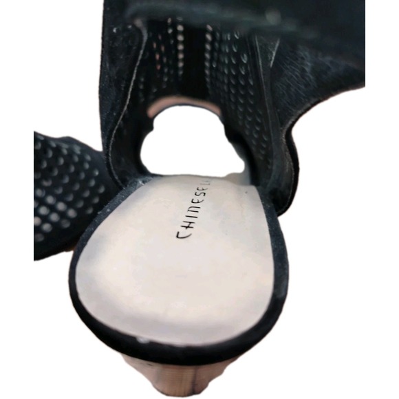 Chinese Laundry Slingback Sandals Womens 7.5M Black Perforated Peep‎ Toe Party - Picture 6 of 9